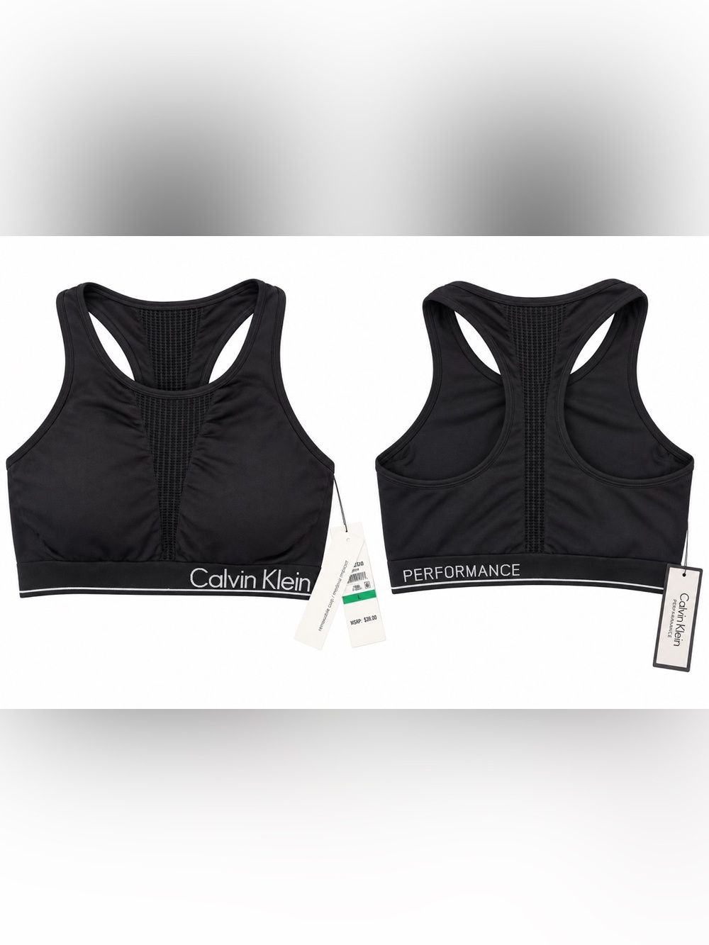 Calvin Klein Black Performance Racerback Sports Bra